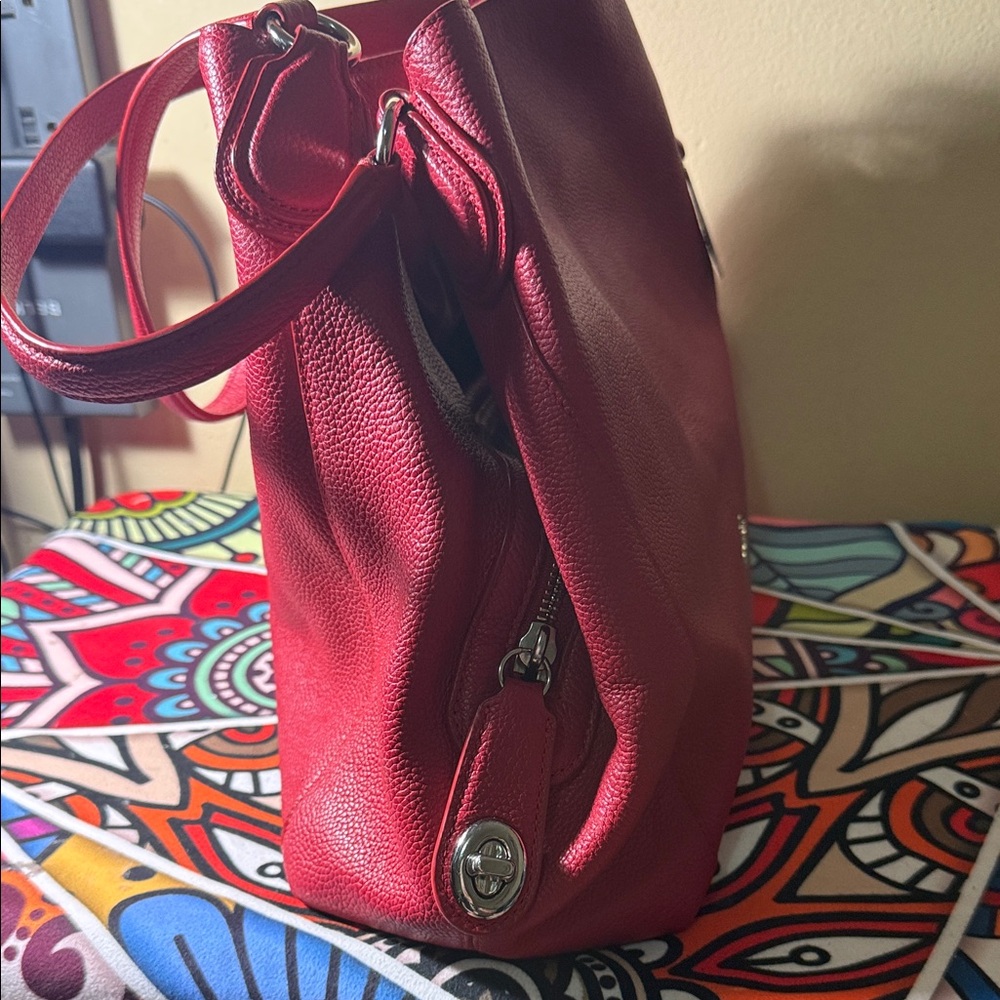 Coach Cherry Red Leather Shoulder Bag - Picture 2 of 8